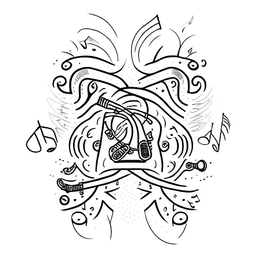 A Tattoo Design That Combines Elements Of Medicine And Music