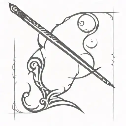 A Minimalist Black And White Sword Design With Tribal Accents
