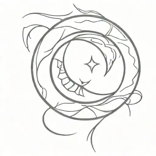 Tribal Of Sun Fused With Moon Surrounded