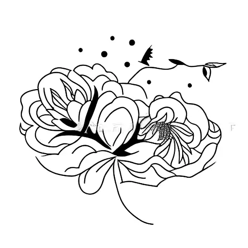 A Minimalist Tattoo Of A Dog Silhouette Formed By A Trail Of Blooming Flowers