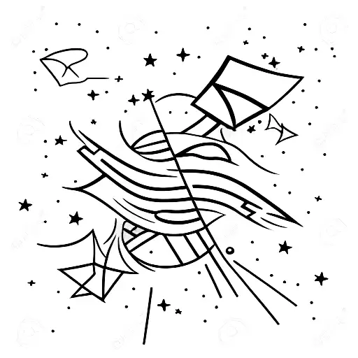 Shooting Star With Waving Lines