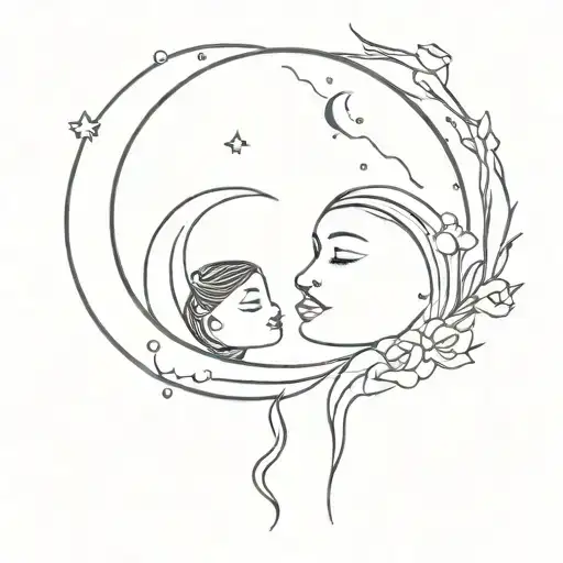 Moon Love Mother And Daughter