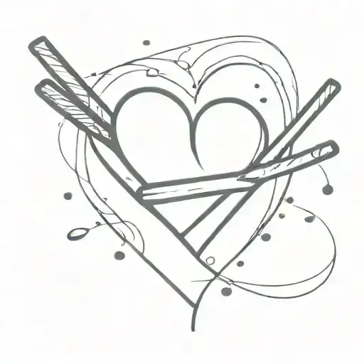 Broken Heart With Drumsticks Going