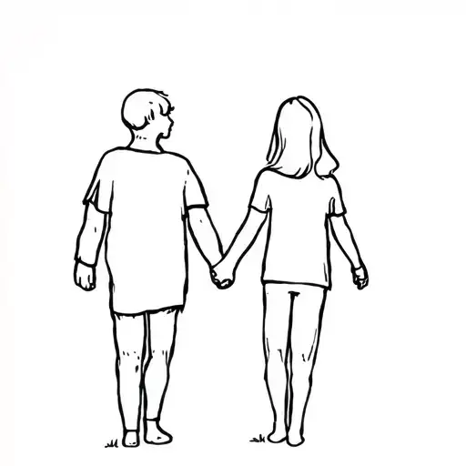 Father Son Daughter Holding Hands