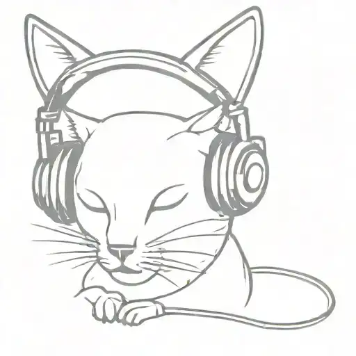Dead Cat Wearing Headphones