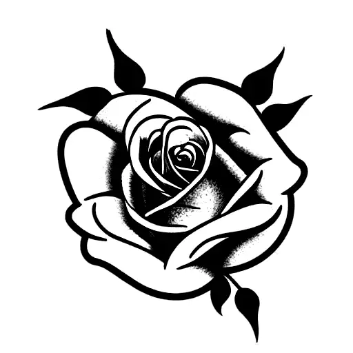 Rose With Skull And Flames