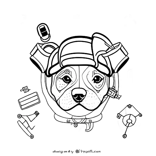 A Minimalist Tattoo Of A Dog Wearing A Doctor's Coat And Holding A Theater Mask