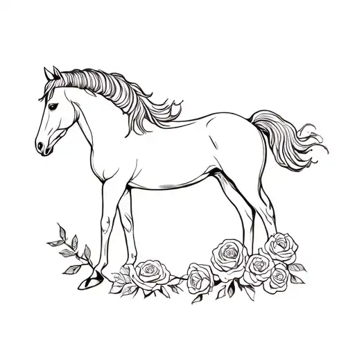 Horse With Roses