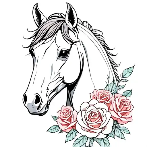 Horse Head With Roses Growing