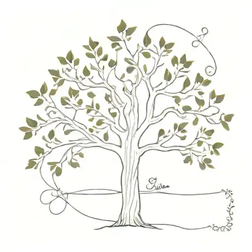 A Minimalist Design Of A Blooming Treaty Oak Tree Intertwined With Country Music Notes And Lyrics