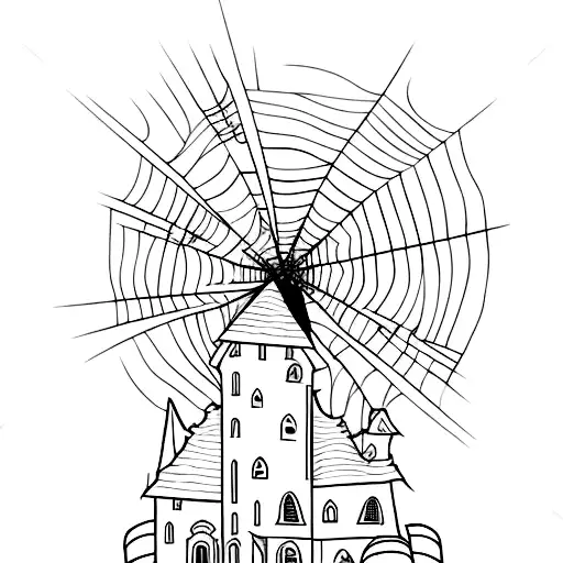 A Spooky Haunted House With A Camera Flash Illuminating It