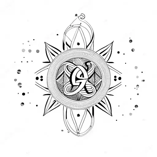 G Clef Mixed With A Sun Single Line