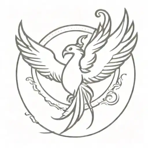 Kaizen Symbol Incorporating A Phoenix Rising From The Ashes