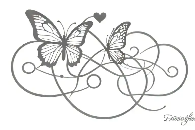 An Infinity Symbol With 5 Hearts And A Butterfly Resting