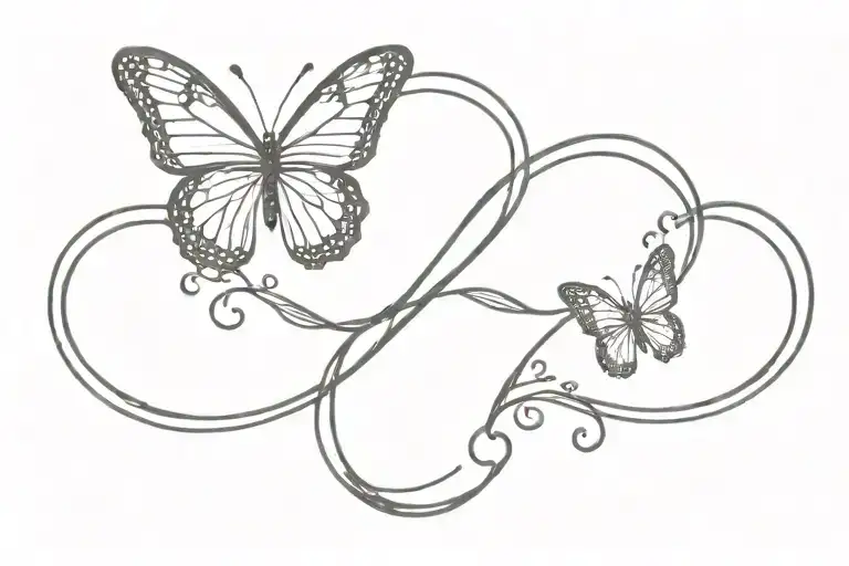 An Infinity Symbol With 5 Hearts And A Butterfly Resting
