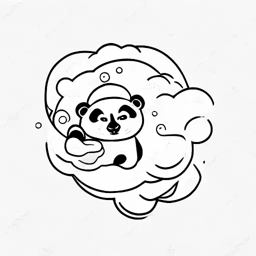 A Panda Sleeping On A Cloud-shaped Ventilator