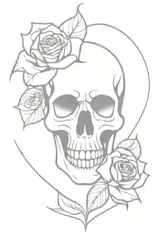 Skull Heart Rose