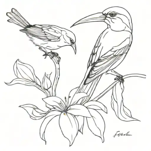 Finch Holding Lily In Its Beak