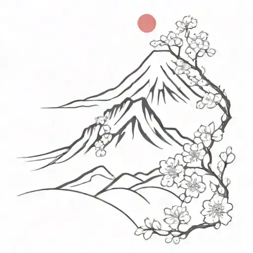 Mount Fuji And Cherry Blossom Around The Mountain