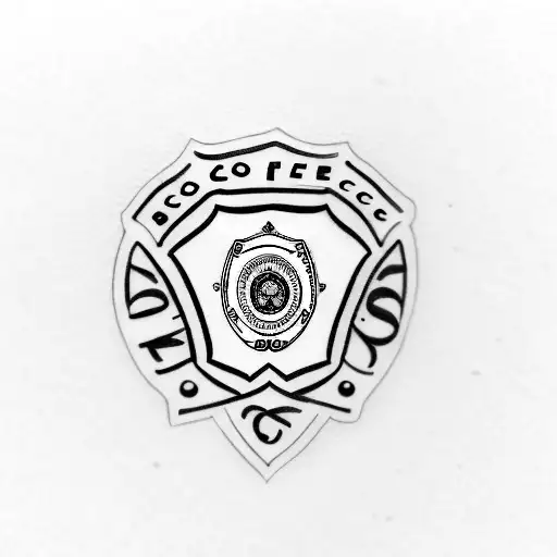 A Minimalist Tattoo Of A Police Badge With A Coffee Bean In The Center
