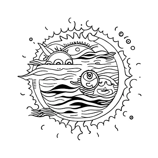 A Sun And Moon In Ocean