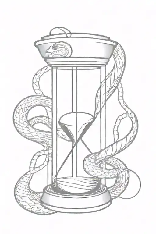 Snake Wrapping Around An Hour Glass