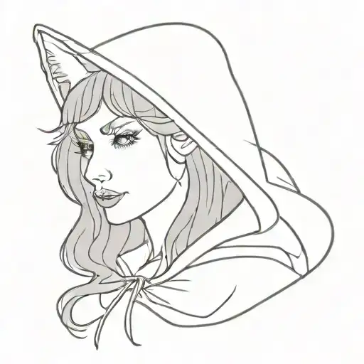 Little Red Riding Hood But Remove Her Face And Replace It With A Wolf Face