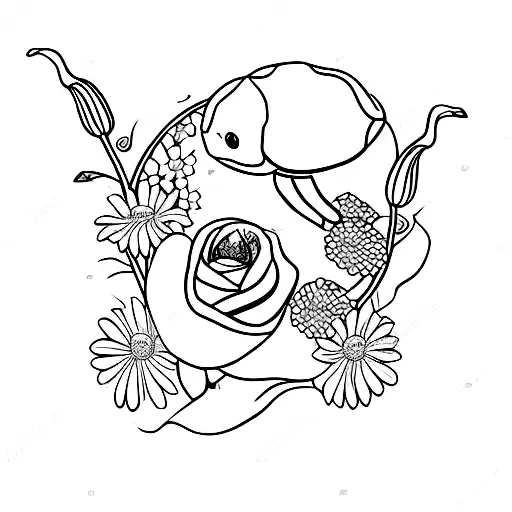 Turtle With Daisies And Calla Lillies
