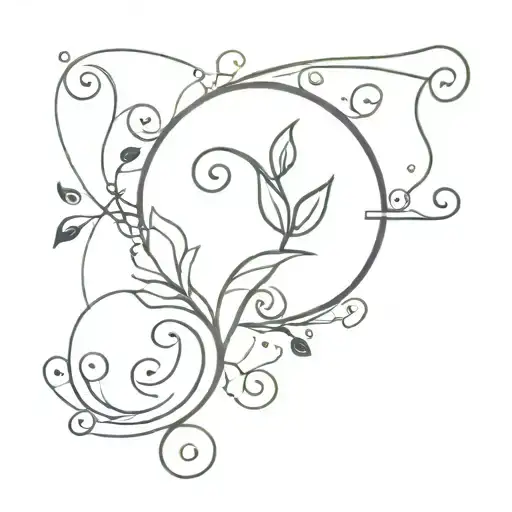 Libra Zodiac Sign Tattoo Surrounded Vine Swirls Dots