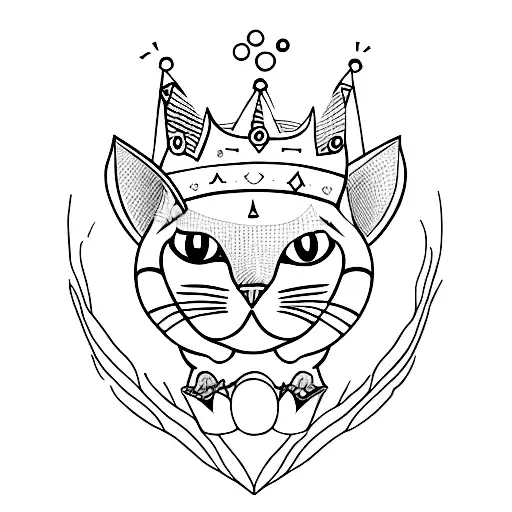 A Playful And Whimsical Tattoo Of A Gato Wearing A Crown