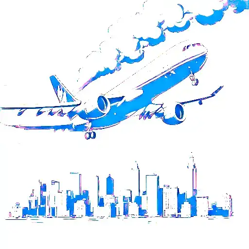 Airplane Flying Over The Baltimore Skyline With Smoke Tailing The Plane