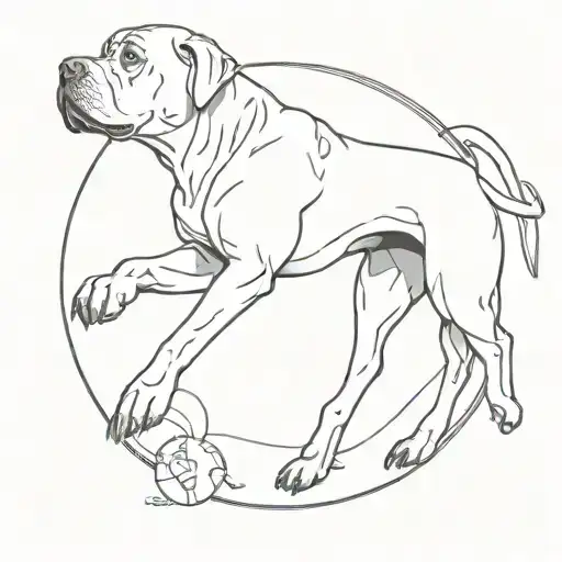 Atlas Holding The World But Atlas Is A Mastiff Dog