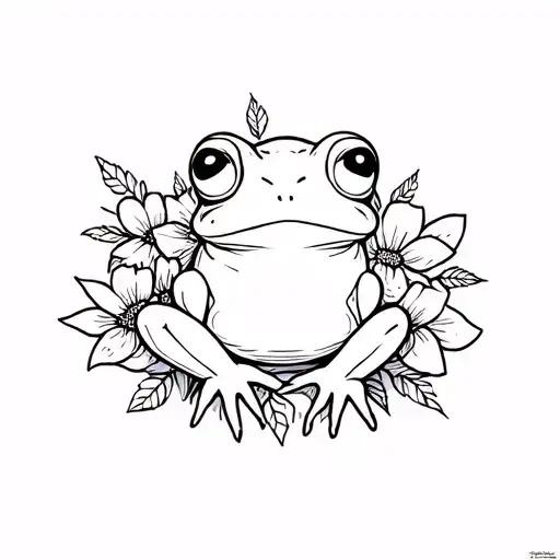 Stuff Animal Like Frog Surrounded By Flowers Cute