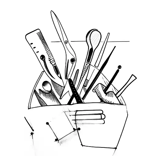 Abstract Sketch Of Nail Tools