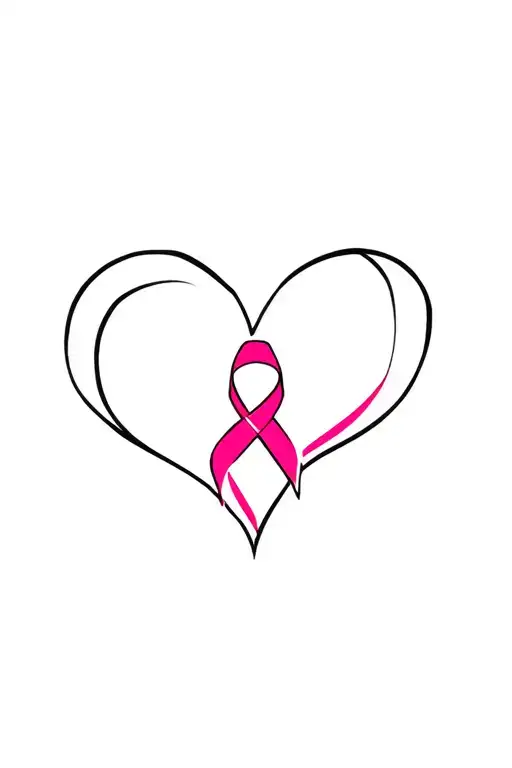Breast Cancer Ribbon And Heart Shape With 444
