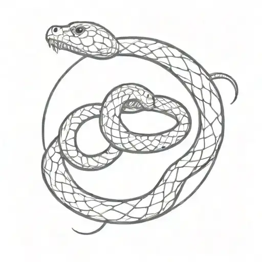 2 Snakes Are Rolled Into An Empty Circle Inside