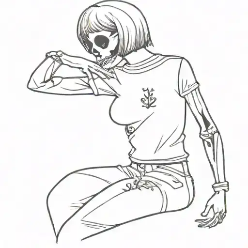 Skeleton Girl In A Fred Perry T-shirt