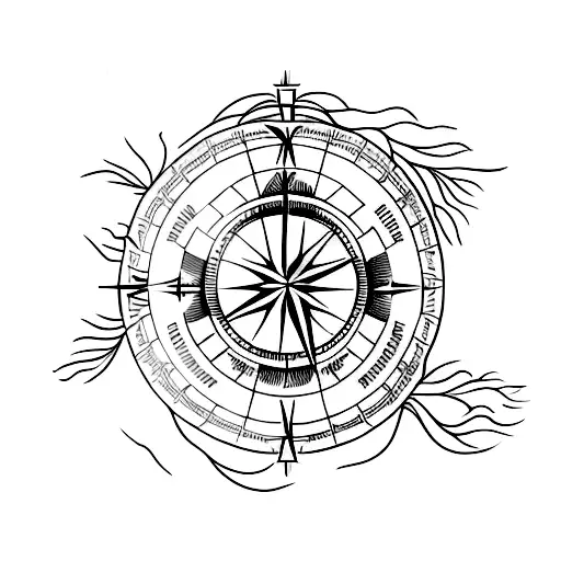 Line Work Nature Woods Huning Themed Basic Compass