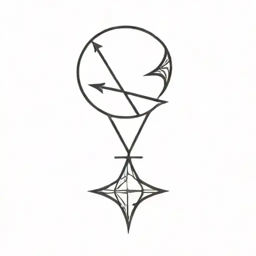 Moon And Sagittarius Arrow And Libra Symbol