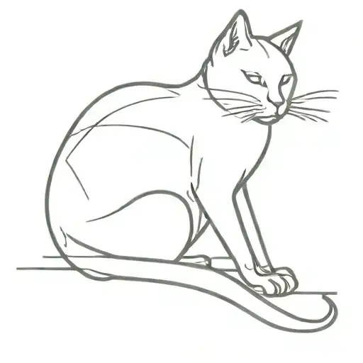 One Line Cat Sitting