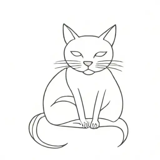 One Line Cat Sitting