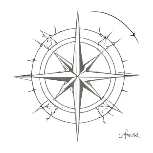 A Minimalistic Design Of A Compass Rose Symbolizing Ahmad's Love For Travel And Exploration