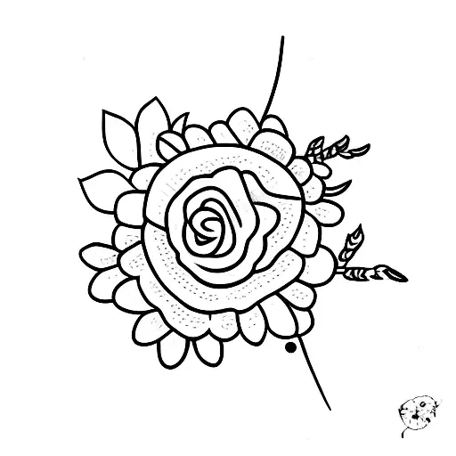A Minimalist Tattoo Of A Coffee Cup Surrounded By Summer Flowers