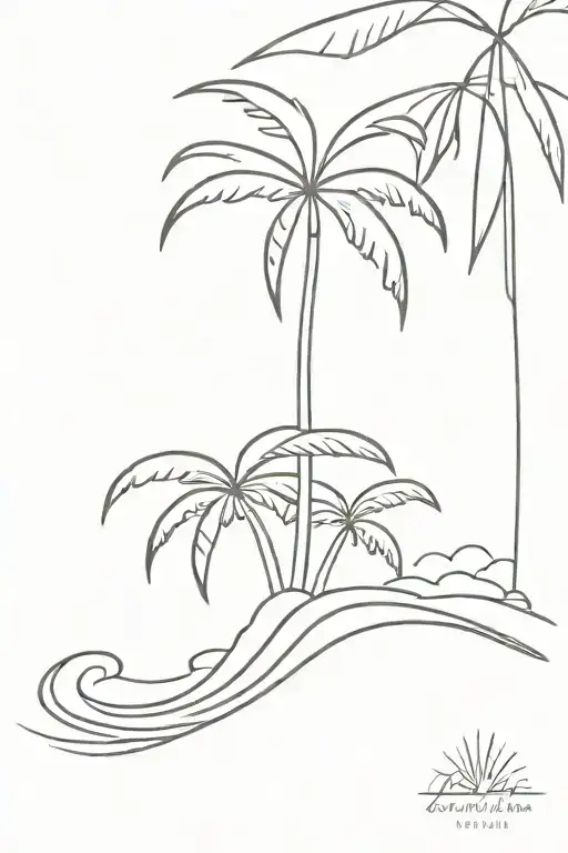 Beach Wave Palm Tree