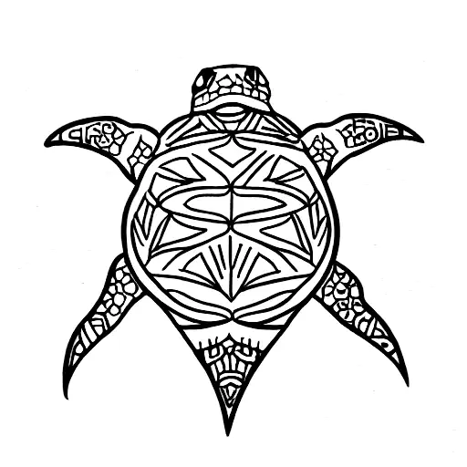 Turtle Shell Tattoo With Moon Sun Compass