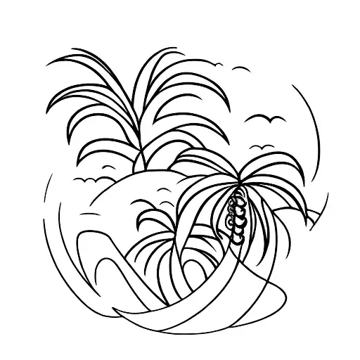 An Abstract Representation Of A Stethoscope Merging Into A Tropical Palm Tree