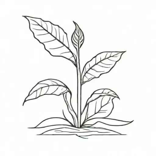 A Minimalist Design Of A Taro Plant Sprouting From The Sun