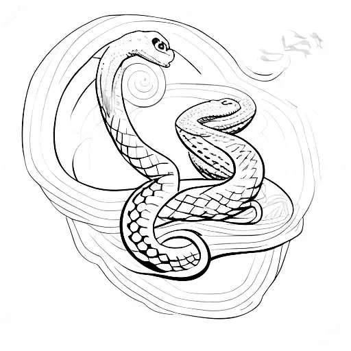 Marvel Logo With A Green Snake Slithering Through It