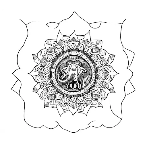 Combine A Mandala Design With An Elephant Silhouette