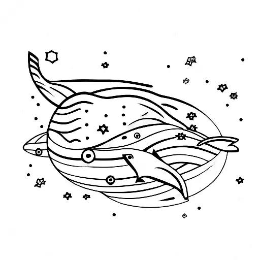 Whale In Space With Stars